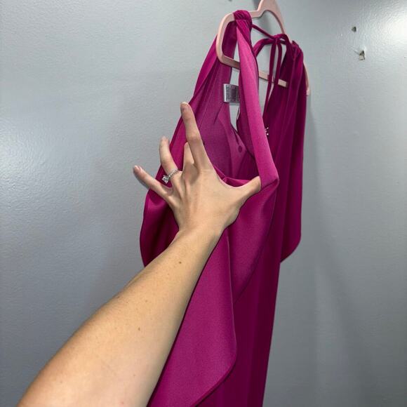 Trina Turk Haipo Shift Dress Hot Pink Flutter Sleeve Tie-Back | Size Small - Picture 9 of 15